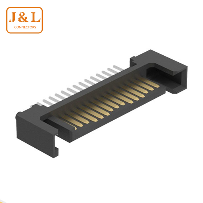 硬盘接口SATA 15公座180度单排带柱电源线转接头高温塑胶连接器